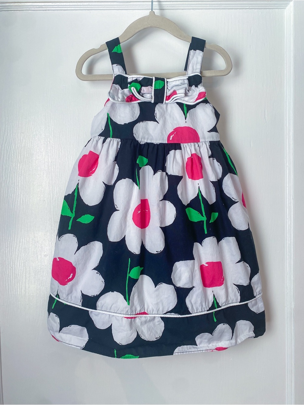 Gymboree 2015 Black Floral Sundress with Pink Centers